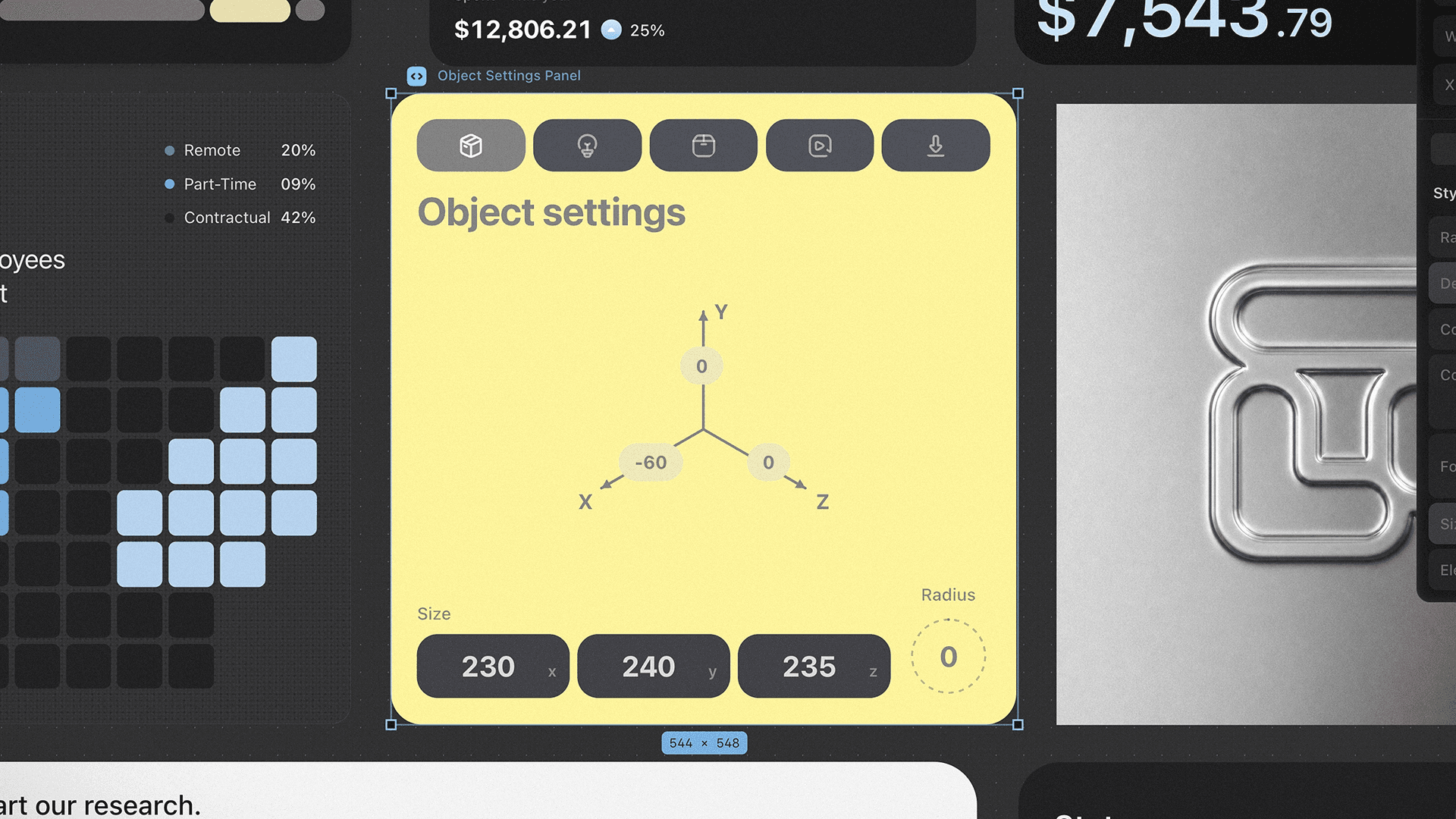 Tenor object settings interface